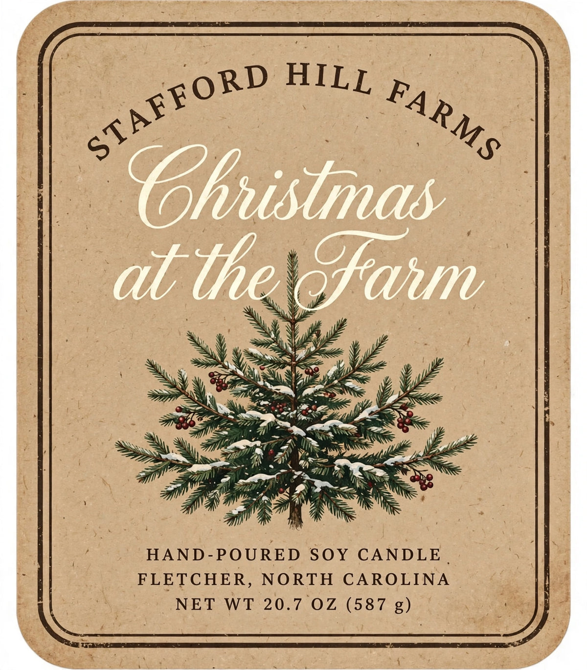 Christmas at the Farm kraft candle label