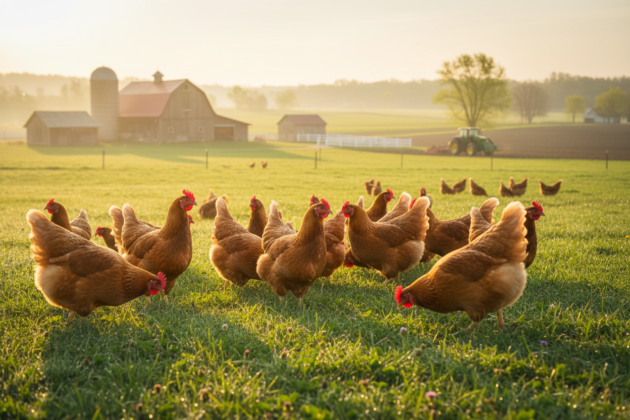 Golden Comet Flock on Pasture