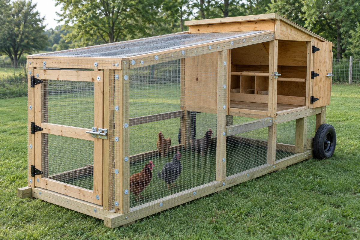 4x8 Chicken Tractor — Spec-Verified Render
