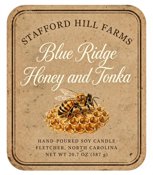 Blue Ridge Honey & Tonka kraft label